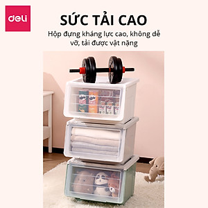 Hộp Nhựa Đựng Đồ Nắp Trong Đa Năng Thùng Đựng Đồ Chơi Quần Áo Sách Vở Vật Dụng Gia Đình Deli - Xếp Chồng Tiện Lợi