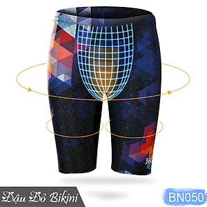 Quần bơi nam cao cấp, dáng lửng ngang gối, mẫu đa màu lập thể cá tính, thun bơi lạnh dày mát mịn co giãn cực tốt | BN050