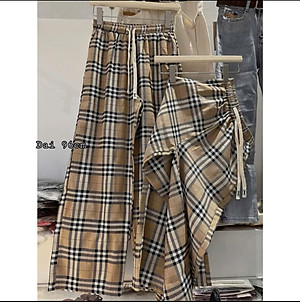 Quần suông kẻ, hàng quảng châu, chất vải mềm mịn, Quần ống rộng kiểu dáng trẻ trung, phù hợp nhiều lứa tuổi, từ 40-65kg