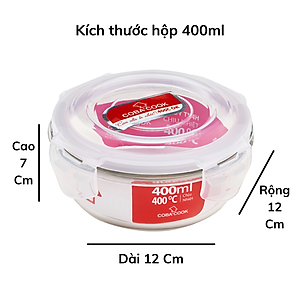 Bộ túi hộp cơm thủy tinh COBA'COOK. Gồm 3 hộp 400ml và 1 túi giữ nhiệt với 2 khóa kéo tiện dụng- CCR43BL