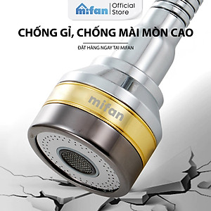 Đầu vòi rửa bát tăng áp đồng thau inox 304 cao cấp Mifan - 3 Chế độ phun cực mạnh, xoay 360 - Sử dụng cho bồn rửa chén bát