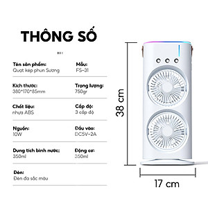 Quạt hơi nước tích điện Half Horse, xoay 180 độ , pin 4000 mah. Trợ thủ đắc lực cho mùa hè nóng nực