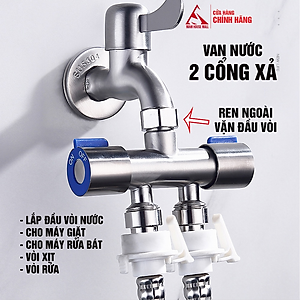 Van nước KG45 2cổng xả có khóa riêng biệt dạng vòi chia nước, đường kính van 20mm, chất liệu inox304 - Hàng chính hãng