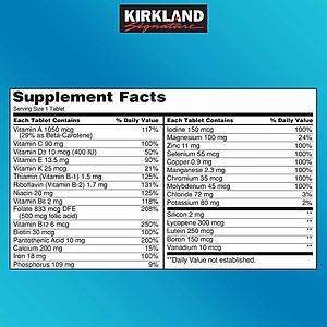 Vitamina Tổng hợp Kirkland Daily Multi Vitamins - Mỹ - QuaTangMe Extaste