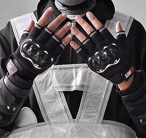 Găng tay/bao tay hở ngón đi phượt, tập Gym có gù bảo hộ