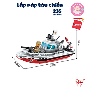 Đồ chơi xếp hình, lắp ráp tàu chiến Qman 1720 - Cuộc xung đột bờ biển (235 mảnh ghép)