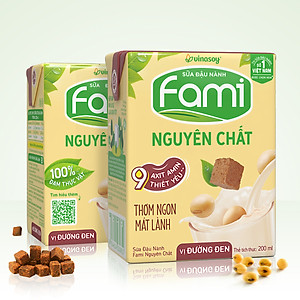 Thùng Sữa Đậu Nành Vinasoy Fami Nguyên Chất Vị Đường Đen (200ml x 36 Hộp)