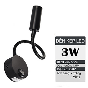Đèn đọc sách đầu giường, Loại gắn tường, Ánh sáng chiếu rọi điểm 3W, Nguồn 220V