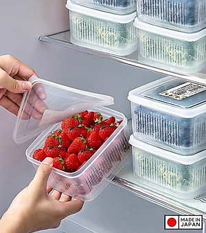 Hộp thực phẩm vuông có giá lót, nắp mềm Nakaya 1100ml Nội địa Nhật Bản