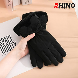 Găng tay Nữ giữ ấm lót lông cừu, chống gió Rhino G9022 cảm ứng điện thoại, đi xe máy