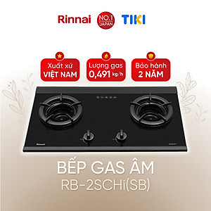 Bếp gas âm đầu đốt trong Rinnai RVB-2SCHi(SB) mặt bếp kính SCHOTT và kiềng bếp gang - Hàng chính hãng