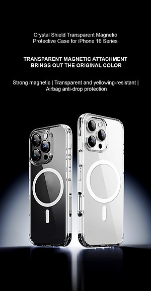 Ốp lưng trong suốt sạc từ tính dành cho iPhone 16 / 16 Plus / 16 Pro / 16 Pro Max - Hàng chính hãng