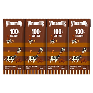 THÙNG 48 HỘP SỮA TƯƠI TIỆT TRÙNG VINAMILK 100% SÔCÔLA 180ML