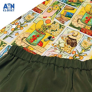 Bộ quần áo lửng cho mẹ họa tiết Xanh rêu lụa - AICDMEQB5DGH - AIN Closet