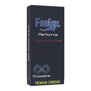 Bao cao su Feelex Performa Premium siêu mỏng, kéo dài thời gian quan hệ, hộp 10bcs