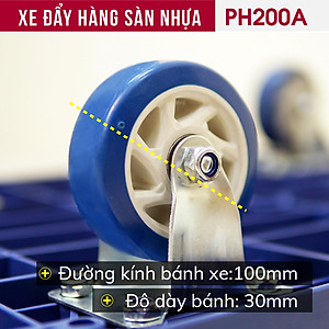 Xe đẩy hàng 4 bánh gấp gọn 200kg đa năng sàn nhựa nhập khẩu FUJIHOME PH200A, bánh cao su chống ồn