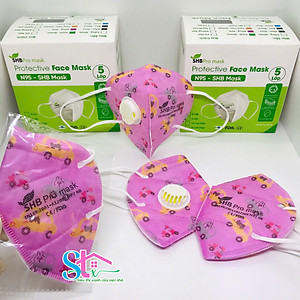 Khẩu trang N95 trẻ em có van thở SHB promask ,  Khẩu trang KN95 em bé 4 lớp kháng khuẩn chuẩn FFP2