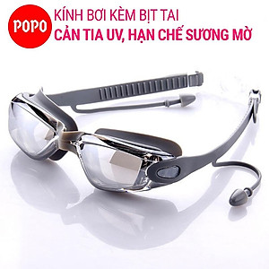 Kính bơi người lớn tráng gương POPO1940 cùng mũ bơi và bịt tai kẹp mũi cho nam nữ, cho bé trẻ em từ 8 tuổi