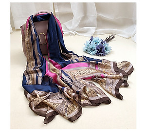 Khăn lụa nữ choàng cổ sang trọng phối họa tiết K02