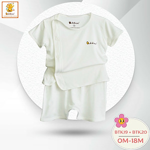 Bộ sơ sinh Babiboo tay ngắn cài lệch visco siêu mềm mại cho bé trai bé gái