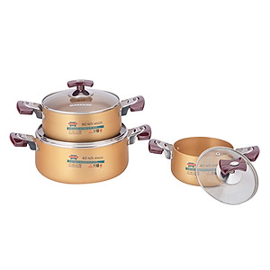 Bộ Nồi Anod Sunhouse SH6634 (16-20-24cm)-Hàng chính hãng