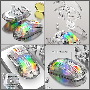 Chuột Led Không Dây Bluetooh Pin sạc XYH20 trong suốt , Chống ồn , đa kết nối nhiều thiết bị hàng nhập khẩu