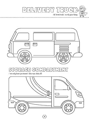 Sách Tô Màu Phương Tiện Giao Thông - Xe Tải Vượt Mọi Địa Hình - Trucks On The Ways