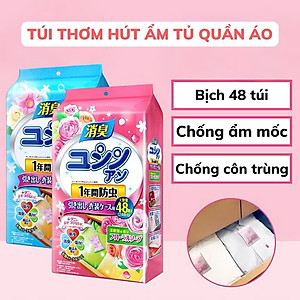 Set 3 Gói 3 Màu Thơm Hút Ẩm Long Não, Chống Ẩm Mốc, Đuổi Côn Trùng Tủ Quần Áo, Tủ Giày (Bịch 48 Túi) - HÀNG CHÍNH HÃNG MINIIN