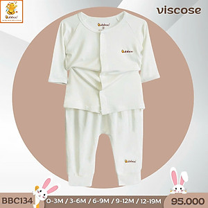 Bộ sơ sinh cài giữa tay dài vải visco siêu mềm mại cho bé