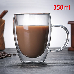 Mẫu ly thủy tinh 2 lớp nhiều dung tích uống trà uống cà phê