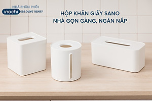 Hộp khăn giấy vuông,Tròn, chữ nhật sano inochi màu trắng sang trọng