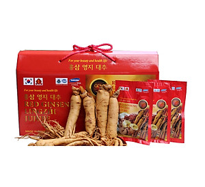 Thực phẩm bảo vệ sức khỏe Nước hồng sâm Linh chi Táo đỏ Hàn Quốc-Red Ginseng Lingzhi Jujube Gold 30 gói x 80ml, nước sâm bịch, nước sâm,(Kèm 1 Dầu lạnh Glucosamine)