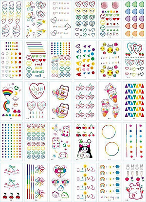 770 Hình xăm dán tatoo mặt cười icon emoji vui nhộn võ tắc thiên dán tay mặt trán