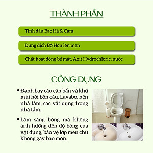 Nước Tẩy Bồn Cầu Hữu Cơ Diệt Khuẩn ECOCARE 1L Hương Cam Bạc Hà Thơm Mát, Chai Tẩy Rửa Nhà Vệ Sinh Siêu Sạch