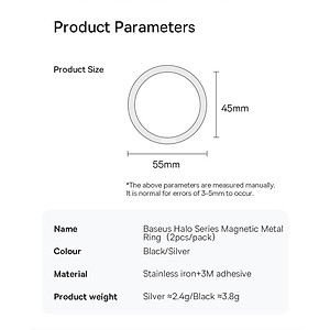 Vòng Kim Loại Baseus Metal Ring cho Điện Thoại ( Bộ 2 miếng Dùng cho phụ kiện) - Hàng Chính Hãng