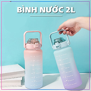 Bình Đựng Nước 2L Dễ Thương Có Vạch Báo Giờ Uống Nước