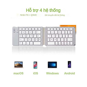 Bàn phím Bluetooth rời gấp gọn tương thích với Windows, Mac, iOS và Android kết nối điện thoại, laptop, máy tính bảng - Hàng chính hãng