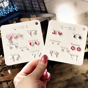 Hot hot combo 7 đôi bông tai cho cả tuần dễ thương