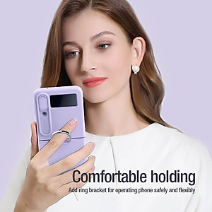 Ốp lưng iRing chống sốc silicon cho Samsung Galaxy Z Flip 4 có nắp đậy bảo vệ Camera hiệu Nillkin Camshield Silky Silicon Case - chống sốc cực tốt, chất liệu cao cấp, trang bị iring đeo tay chống rơi rớt - Hàng nhập khẩu