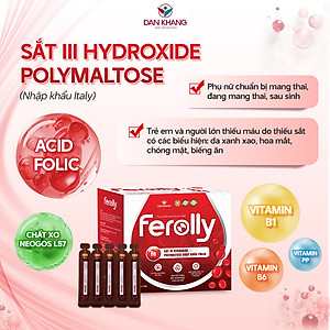 (Mẫu mới) Ống bổ sung sắt acid folic không tanh, không táo bón Ferolly Dân Khang cho mẹ bầu và người thiếu máu