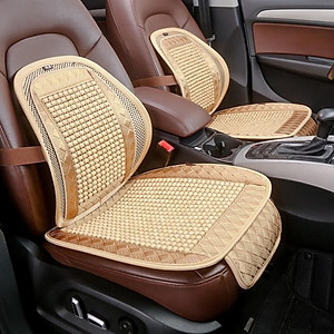 Bộ Tựa Lưng Và Lót Ghế Ô Tô Có Hạt Gỗ Masage Hàng Cao Cấp Đủ Mầu