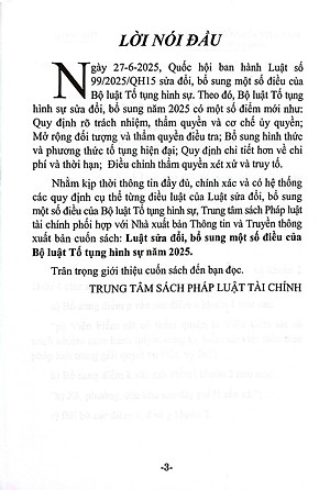Sách - Luật Sửa Đổi, Bổ Sung Một Số Điều Của Bộ Luật Tổ Tụng Hình Sự Năm 2025