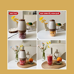 Máy Xay Sinh Tố Cầm Tay 2 Lưỡi - Máy xay hoa quả, cháo đa năng cho bé tiện dụng nhỏ gọn - Hàng Nhập Khẩu