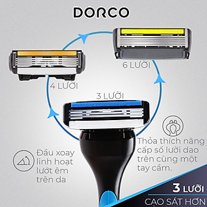 DORCO PACE 3 - Combo Dao Cạo Râu 3 Lưỡi - Bộ Gồm 2 Hộp Mỗi Hộp Gồm 1 Cán và 9 Đầu Cạo