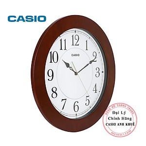 Đồng Hồ Treo Tường Casio IQ-133-5DF Vỏ Gỗ,  Kim Trôi Im Lặng