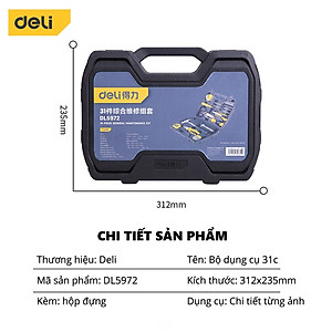 Bộ Dụng Cụ Sửa Chữa Đa Năng 116 Chi Tiết Deli Cao Cấp Chính Hãng - Sử Dụng Nhiều Mục Đích, An Toàn, TIện Lợi 