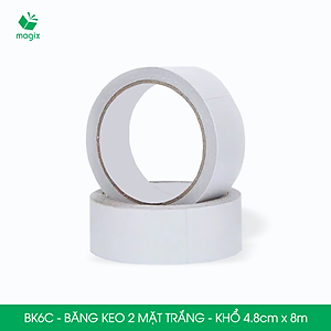 BK6C - 12 cuộn băng keo 2 mặt siêu dính - Khổ 4.8cm x 8m - Băng dính 2 mặt, băng keo hai mặt