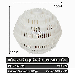 Bóng Giặt Sạch Quần Áo Chống Nhăn Lớn Washing Ball Plus Banh TPE Hạt Gốm Thơm 1000 Lần Giặt Đồ