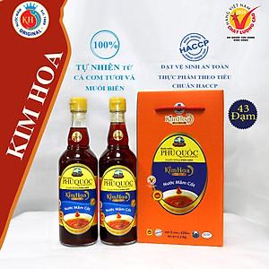 Nước Mắm Kim Hoa Phú Quốc 43 độ đạm hộp 2 chai 520ml - mỗi chai 520ml