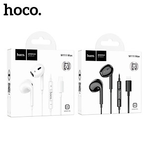 Tai nghe cho Iphone chân dẹt cao cấp Hoco. M111 Max/Pro hỗ trợ nghe gọi mic đầy đủ, cắm dùng trực tiếp không cần kết nối bluetooth - Hàng chính hãng